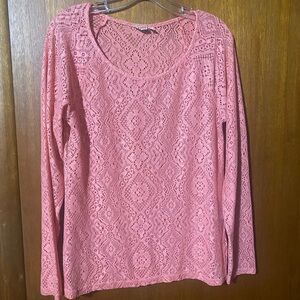 Mudd Coral Lace Long Sleeve Top